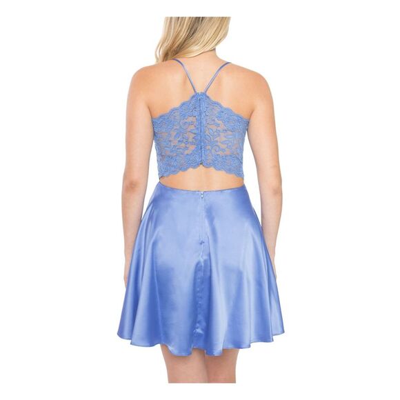 B DARLIN Womens Blue Skater Sleeveless Short Dress 11\12 - Picture 2 of 3